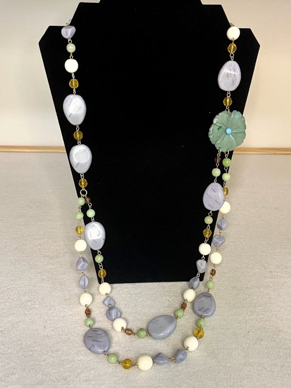 Robert Rose Necklace * Vintage * Multi Stones and Gold * Long Length * Excel Cnd